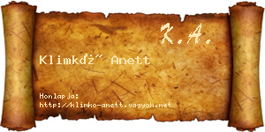 Klimkó Anett névjegykártya